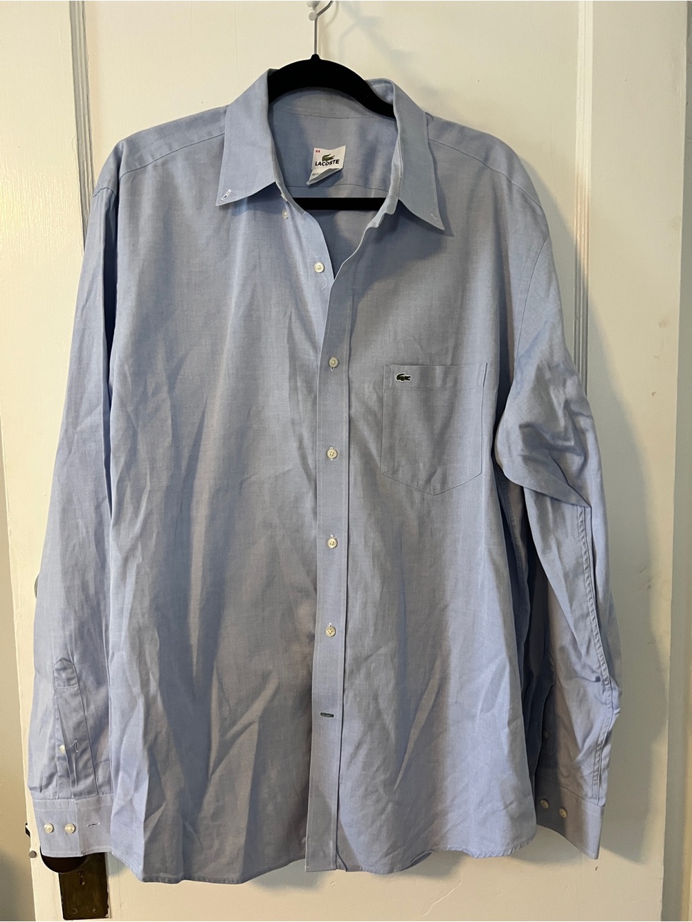 Lacoste Vintage 90’s (Devanlay) Mens L Light Blue Regular Fit Button Down